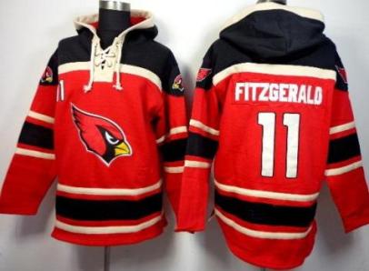 Arizona Cardinals 11# Larry Fitzgerald Red Stitched NHL Sawyer Hooded Sweatshirt Jersey