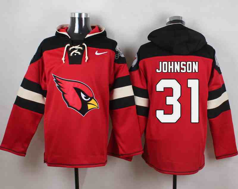 Nike Cardinals 31 David Johnson Red Hooded Jersey