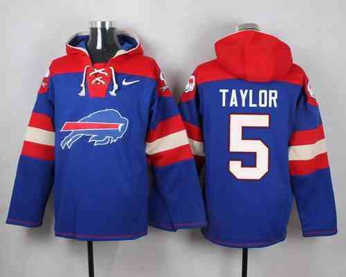 Nike Bills 5 Tyrod Taylor Blue Hooded Jersey
