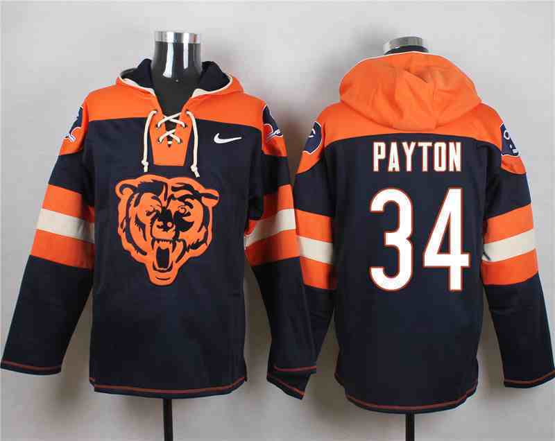 Nike Bears 34 Walter Payton Navy Hooded Jersey