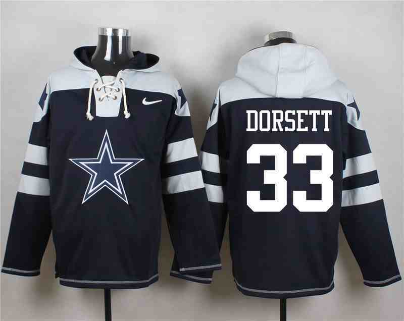 Nike Cowboys 33 Tony Dorsett Navy Hooded Jersey