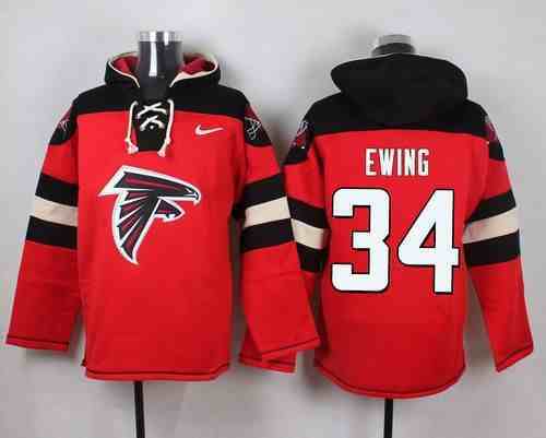 Nike Falcons 34 EWING Red Hooded Jersey