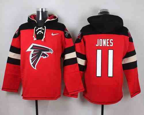Nike Falcons 11 Julio Jones Red Hooded Jersey