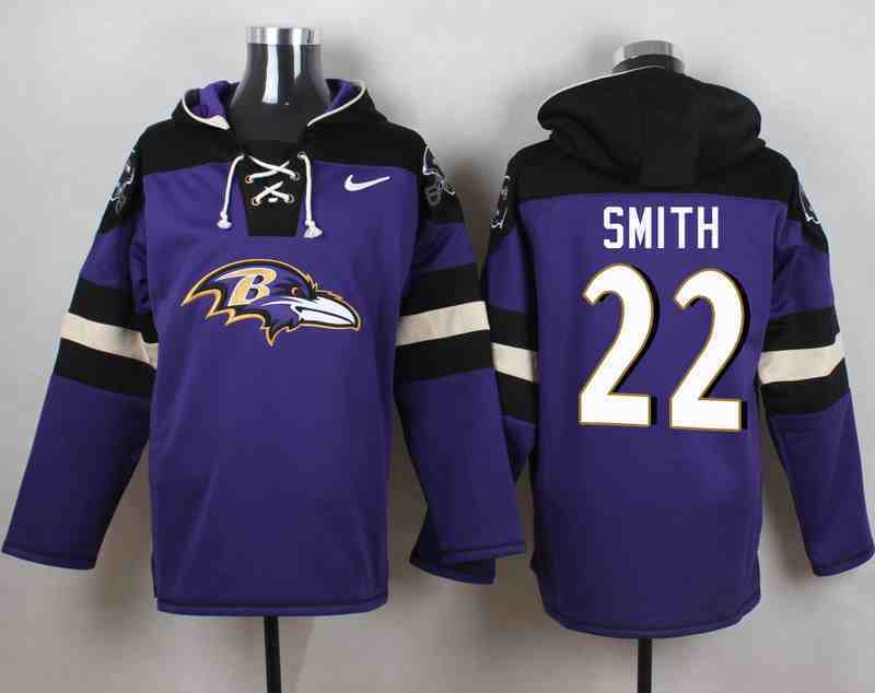 Nike Ravens 22 Jimmy Smith Purple Hooded Jersey