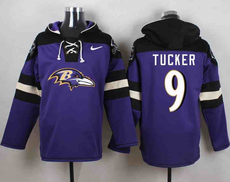 Nike Ravens 9 Justin Tucker Purple Hooded Jersey