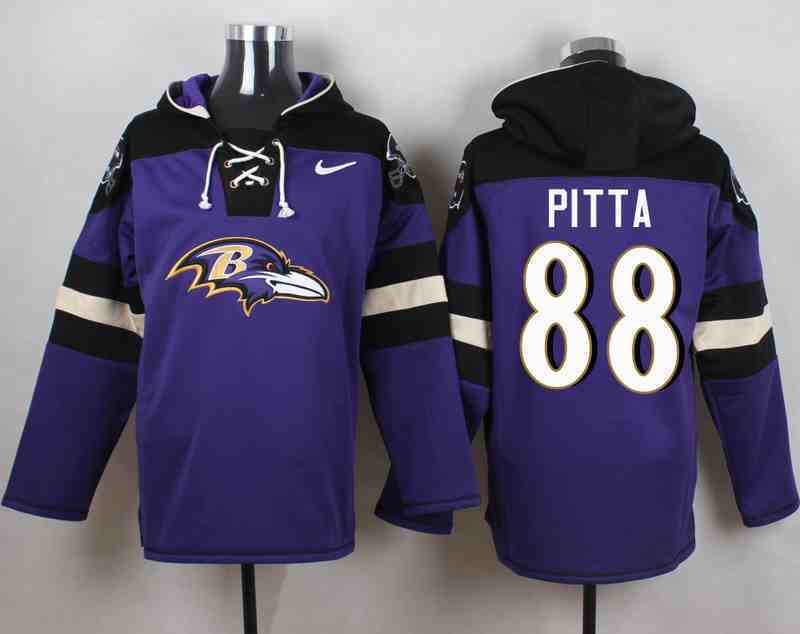 Nike Ravens 88 Dennis Pitta Purple Hooded Jersey