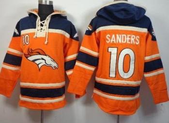 Denver Broncos #10 Emmanuel Sanders Orange Sawyer Hooded Sweatshirt NFL Hoodie