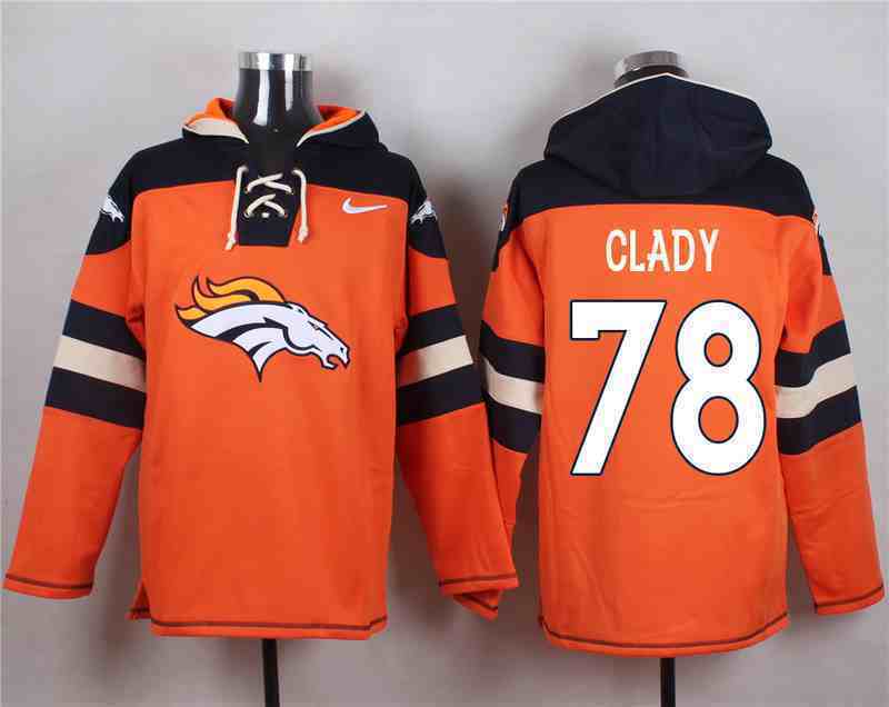 Nike Broncos 78 CLADY Orange Hooded Jerseys
