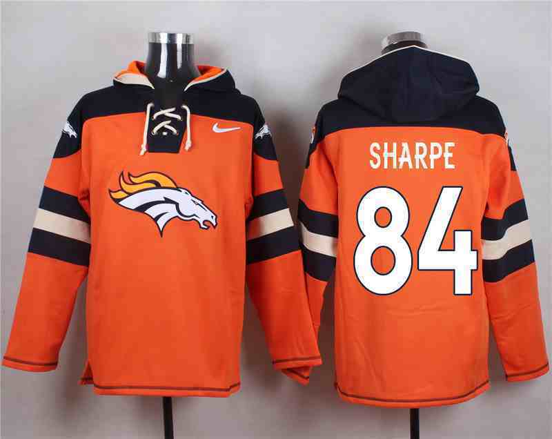 Nike Broncos 84 SHARPE Orange Hooded Jerseys