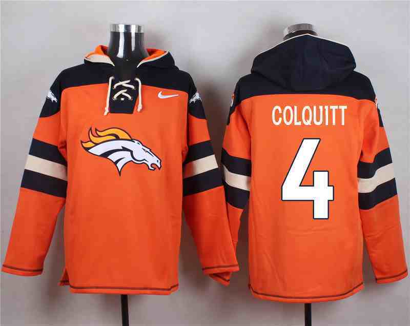 Nike Broncos 4 COLQUITT Orange Hooded Jerseys
