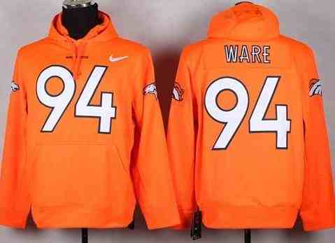 Denver Broncos 94 DeMarcus Ware Orange Pullover NFL Hoodie