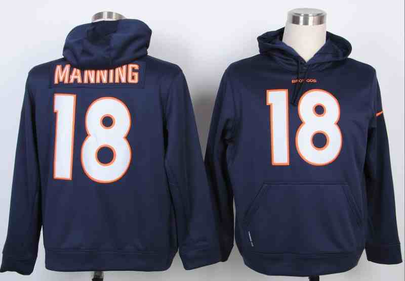NFL Nike Denver Broncos #18 Peyton Manning Blue Hoody