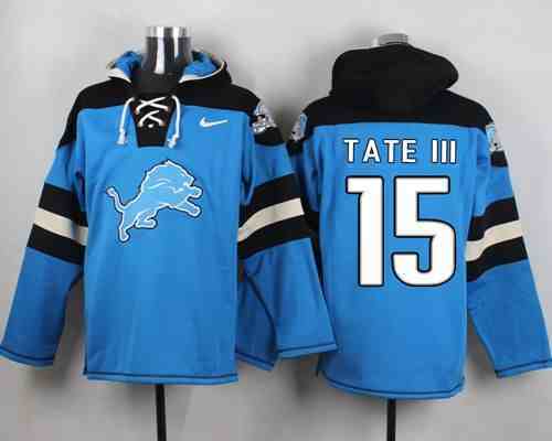 Nike Lions 15 Golden Tate III Light Blue Hooded Jersey