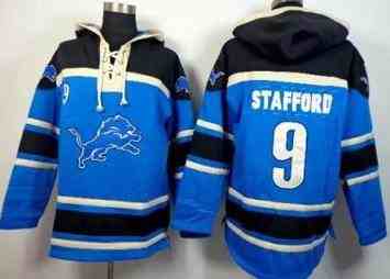 Detroit Lions #9 Matthew Stafford Blue Sawyer Hooded Sweatshirt NFL Hoodie