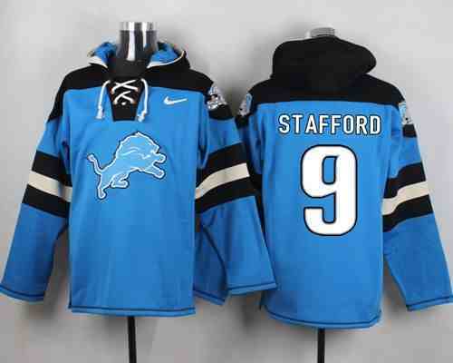 Nike Lions 9 Matthew Stafford Light Blue Hooded Jersey