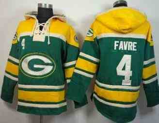 Green Bay Packers #4 Brett Favre Green Sawyer Hooded Sweatshirt NFL Hoodie