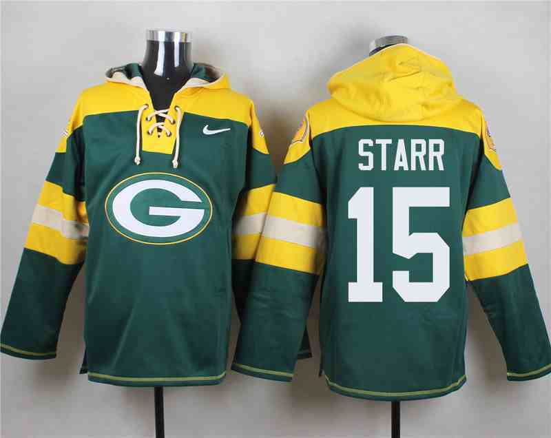 Nike Packers 15 Bart Starr Green Hooded Jersey