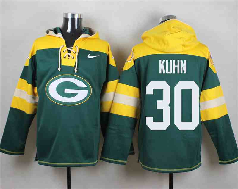 Nike Packers 30 John Kuhn Green Hooded Jersey