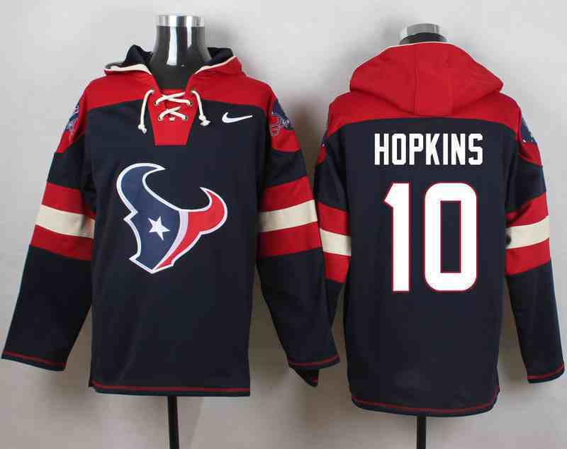 Nike Texans 10 DeAndre Hopkins Navy Hooded Jersey