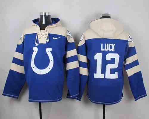 Nike Colts 12 Andrew Luck Blue Hooded Jersey