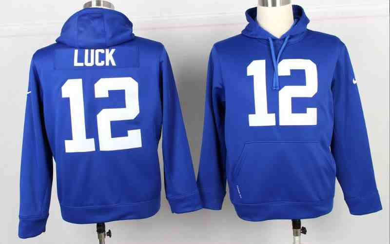 NFL Indianapolis Colts #12 Andrew Luck Blue Hoodie