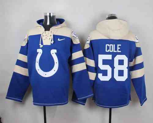Nike Colts 58 Trent Cole Blue Hooded Jersey