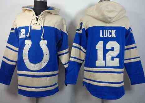 Indianapolis Colts 12 Andrew Luck Blue NFL Hoodie