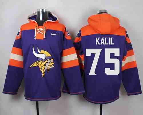Nike Vikings 75 Matt Kalil Purple Hooded Jersey