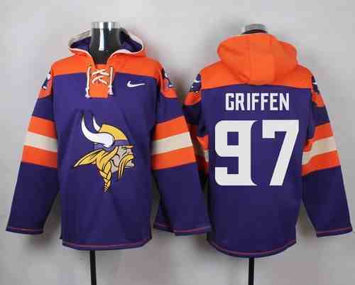 Nike Vikings 97 Everson Griffen Purple Hooded Jersey