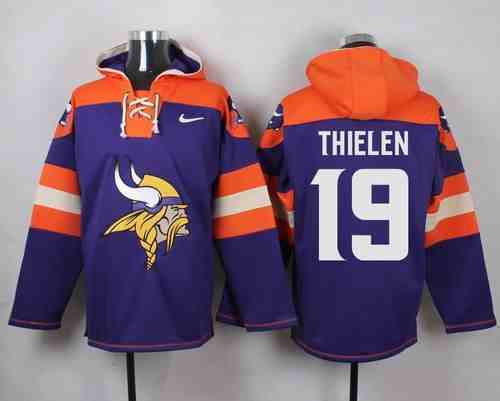 Nike Vikings 19 Adam Thielen Purple Hooded Jersey
