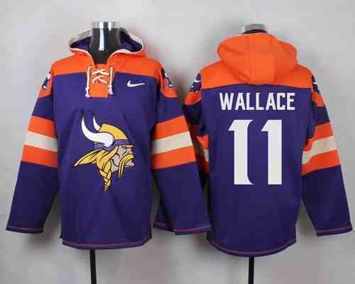 Nike Vikings 11 Mike Wallace Purple Hooded Jersey