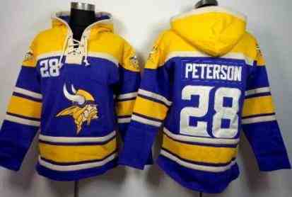 Minnesota Vikings 28 Adrian Peterson Purple Stitched NHL Sawyer Hooded Sweatshirt Jersey