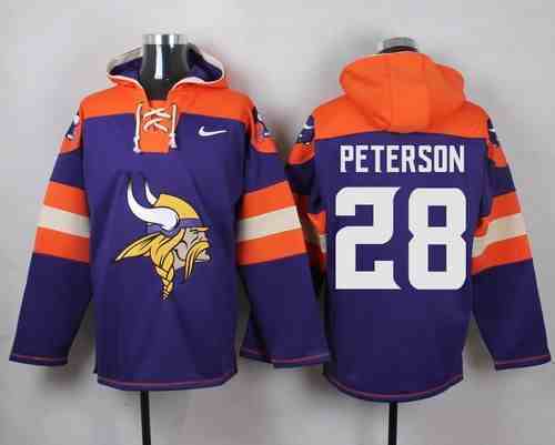 Nike Vikings 28 Adrian Peterson Purple Hooded Jersey