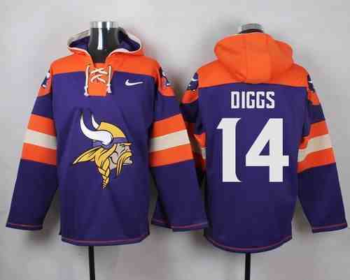 Nike Vikings 14 Stefon Diggs Purple Hooded Jersey