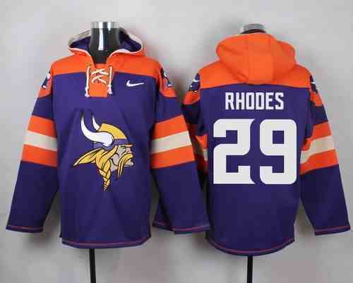Nike Vikings 29 Xavier Rhodes Purple Hooded Jersey