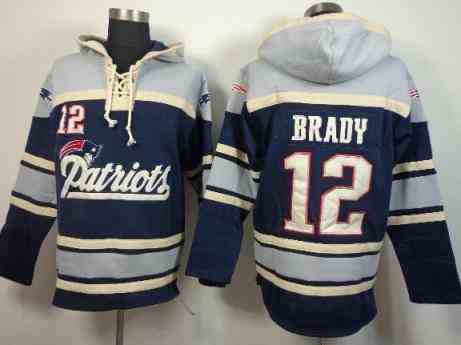 New England Patriots 12 Tom Brady Blue Grey NFL Hoodie