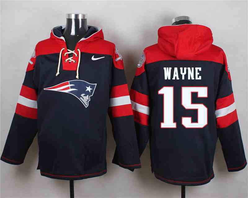 Nike Patriots 15 WAYNE Navy Blue Hooded Jerseys