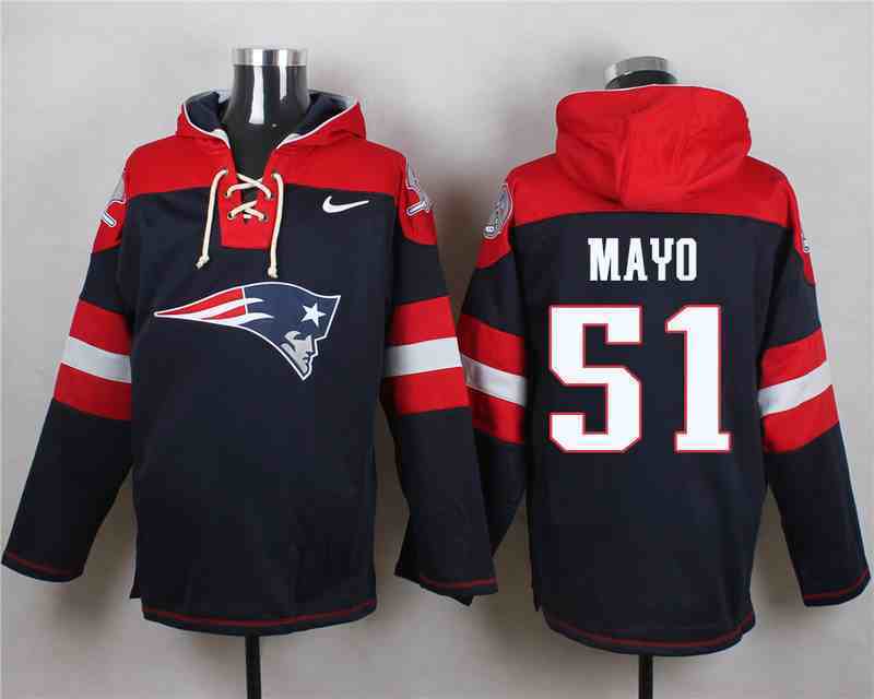 Nike Patriots 51 MAYO Navy Blue Hooded Jerseys