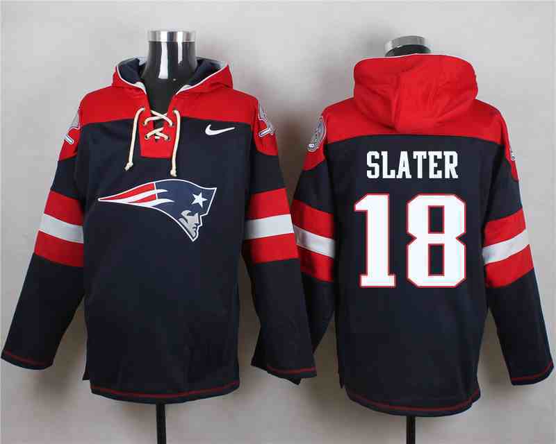 Nike Patriots 18 Matthew Slater Navy Hooded Jersey