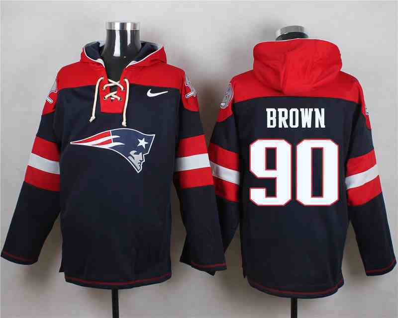 Nike Patriots 90 Malcom Brown Navy Hooded Jersey