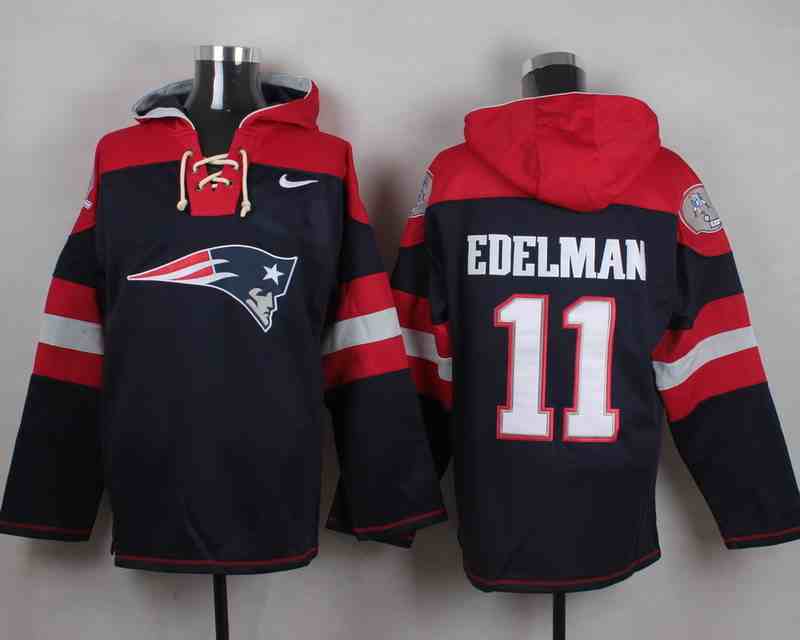 Nike Patriots 11 Julian Edelman Navy Hooded Jersey
