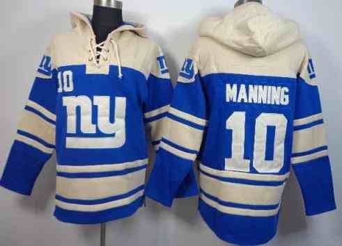 New York Giants 10 Eli Manning Blue NFL Hoodie