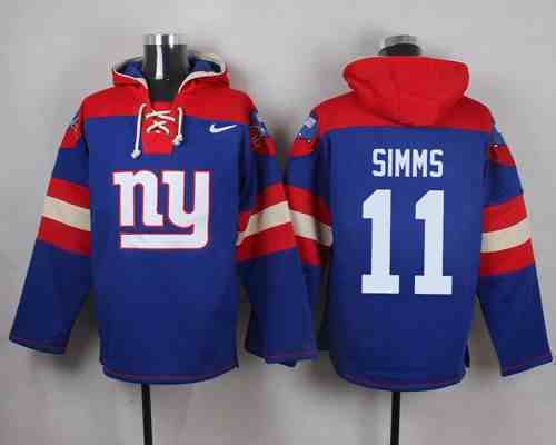 Nike Giants 11 Phil Simms Blue Hooded Jersey