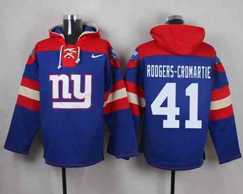 Nike Giants 41 Dominique Rodgers Cromartie Blue Hooded Jersey