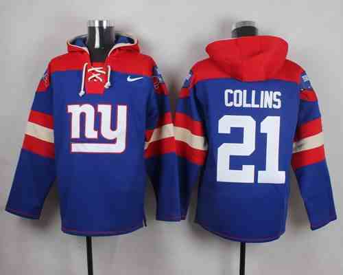 Nike Giants 21 Landon Collins Blue Hooded Jersey