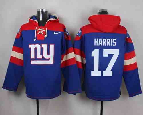 Nike Giants 17 Dwayne Harris Blue Hooded Jersey