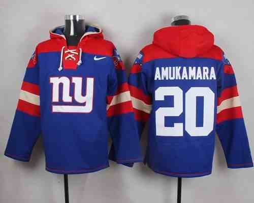 Nike Giants 20 Prince Amukamara Blue Hooded Jersey