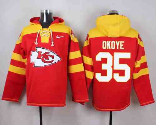 Nike Chiefs 35 Christian Okoye Red Hooded Jersey