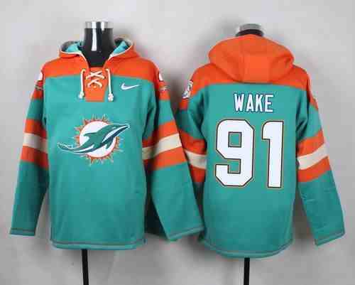 Nike Dolphins 91 Cameron Wake Green Hooded Jersey