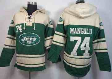 New York Jets #74 Nick Mangold Green Sawyer Hooded Sweatshirt NFL Hoodie